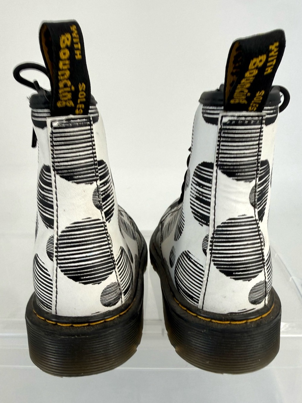 Dr. Martens 1460 J Polka Dot Lace Up Side Zip Leather Combat Boots, UK 2, US 3 - Picture 7 of 12